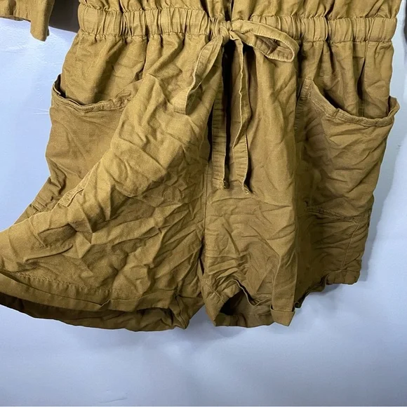 Old Navy Long Sleeve Utility Style Romper Moss Green V Neck Button Front XL Tall - Picture 5 of 9